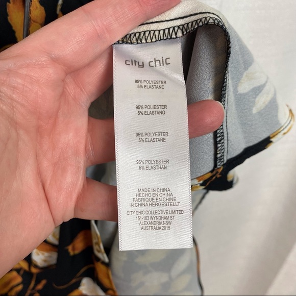 City Chic Black Floral Golden Leaf Midi Dress Sz.XS(14) - Picture 13 of 15